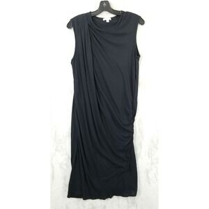 James Perse Midi Dress Women 3 L Black Drape Sleeveless Minimal Luxury Comfort